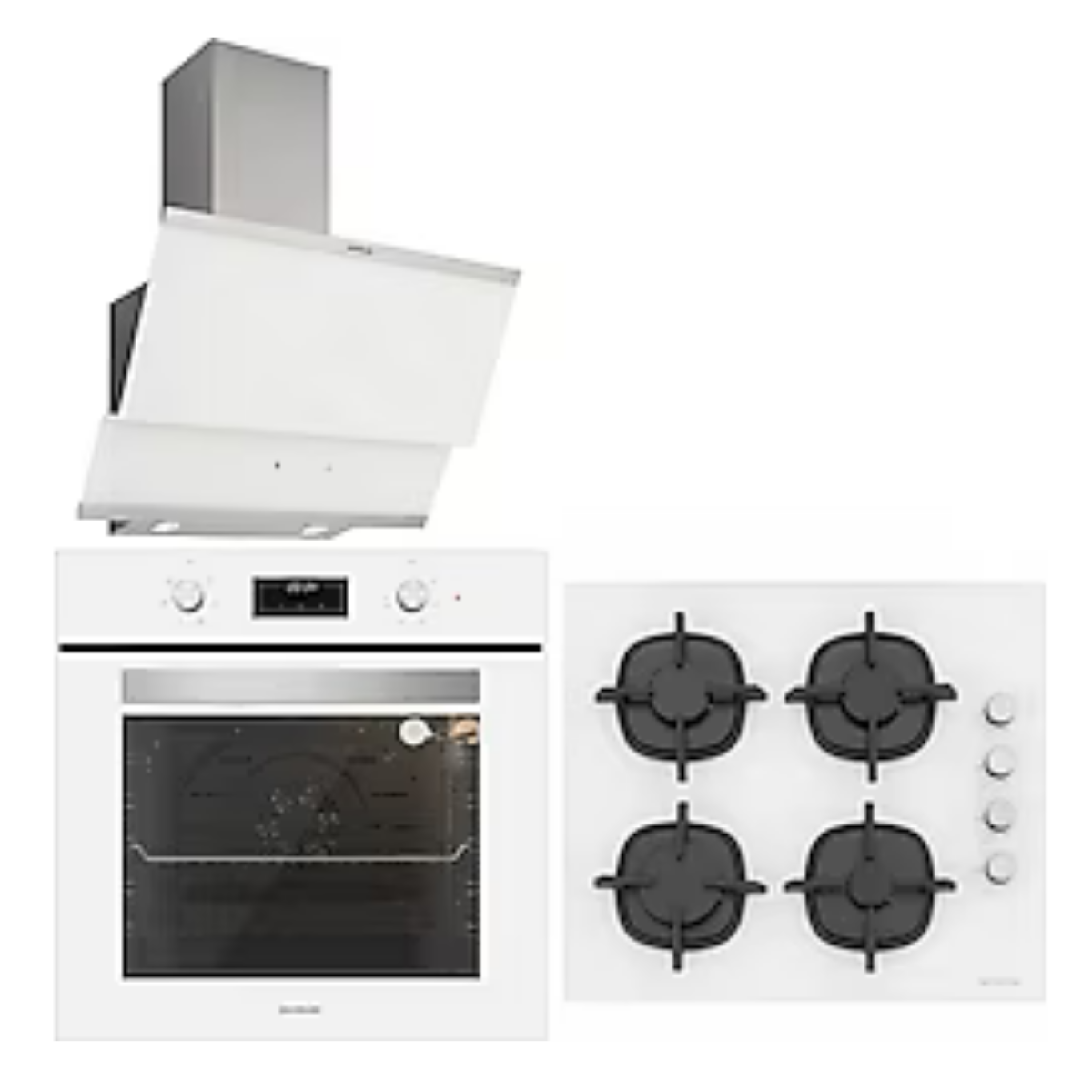Silverline BO6502W02 Fırın-CS5343W01 Ocak-3420 Classy Davlumbaz Beyaz Cam Ankastre Set