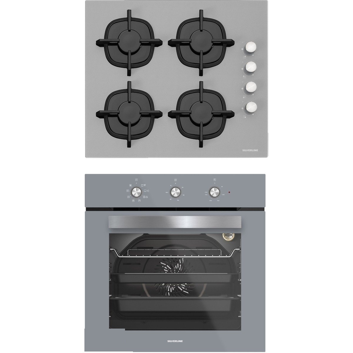 Silverline BO6503S01 Fırın-CS5343S01 Ocak Gri Cam Ankastre Set