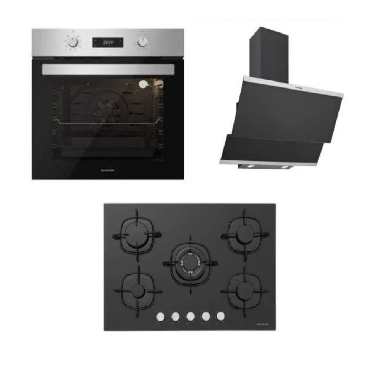 Silverline BO6504B01 Fırın-CS5365B01 Ocak-3420 Classy Davlumbaz Siyah Cam Ankastre Set