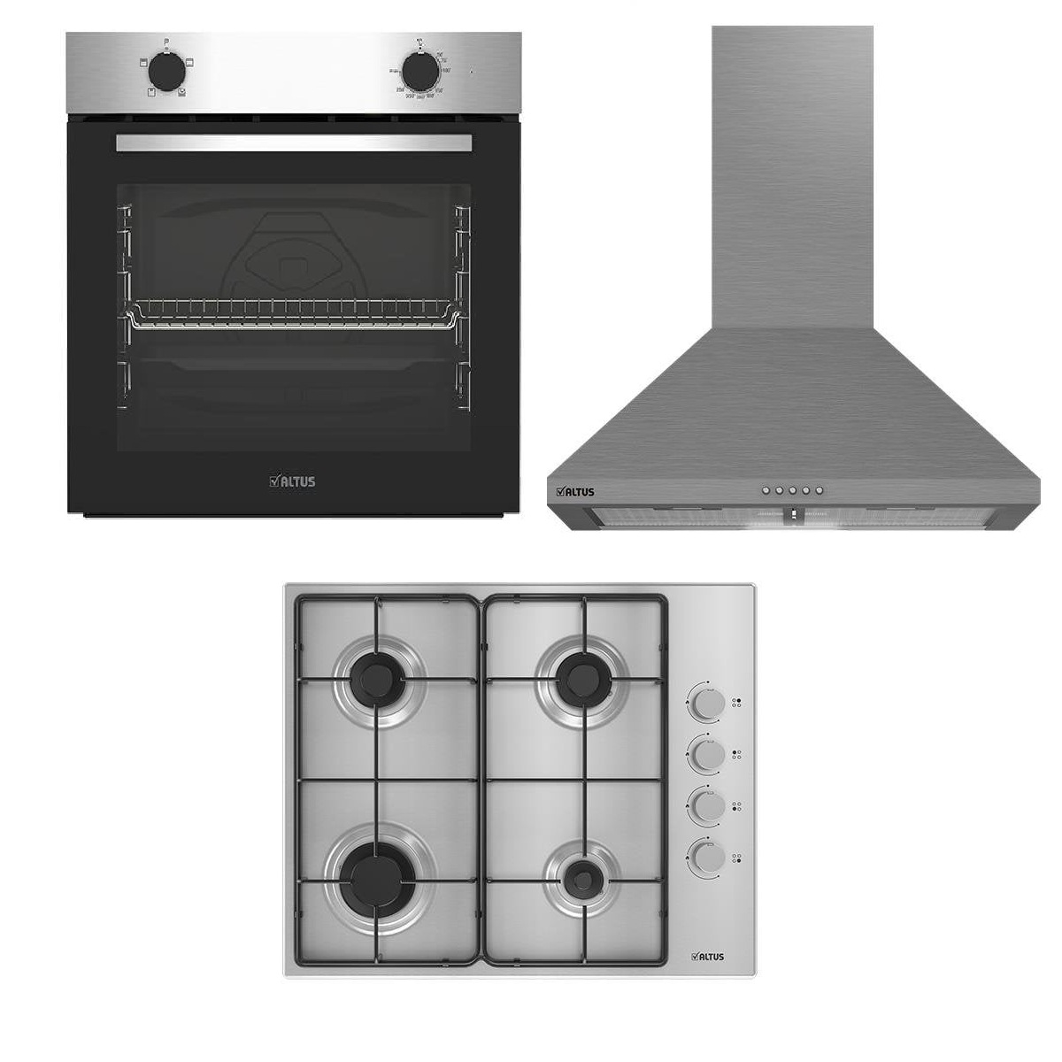 Altus ALA 522 İnox Davlumbaz-ALA 181 Gıd Metal Ocak-ALA 310 I Fırın İnox Ankastre Set