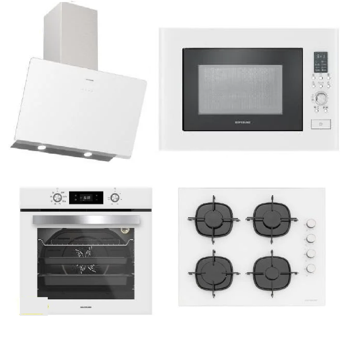 Silverline BO6504W01 Fırın-CS5349W01 Ocak 3457 Davlumbaz-MW9018W01 Beyaz Cam Ankastre Set